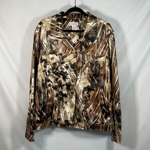 Draper’s & Damon’s Brown White Button Up Utility Jacket Size 3X